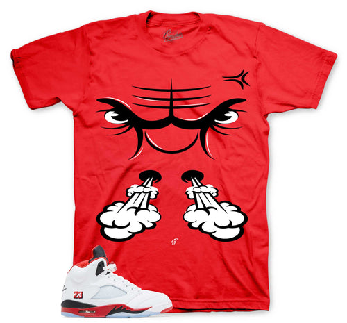 Retro 5 Fire Red Raging Face Shirt