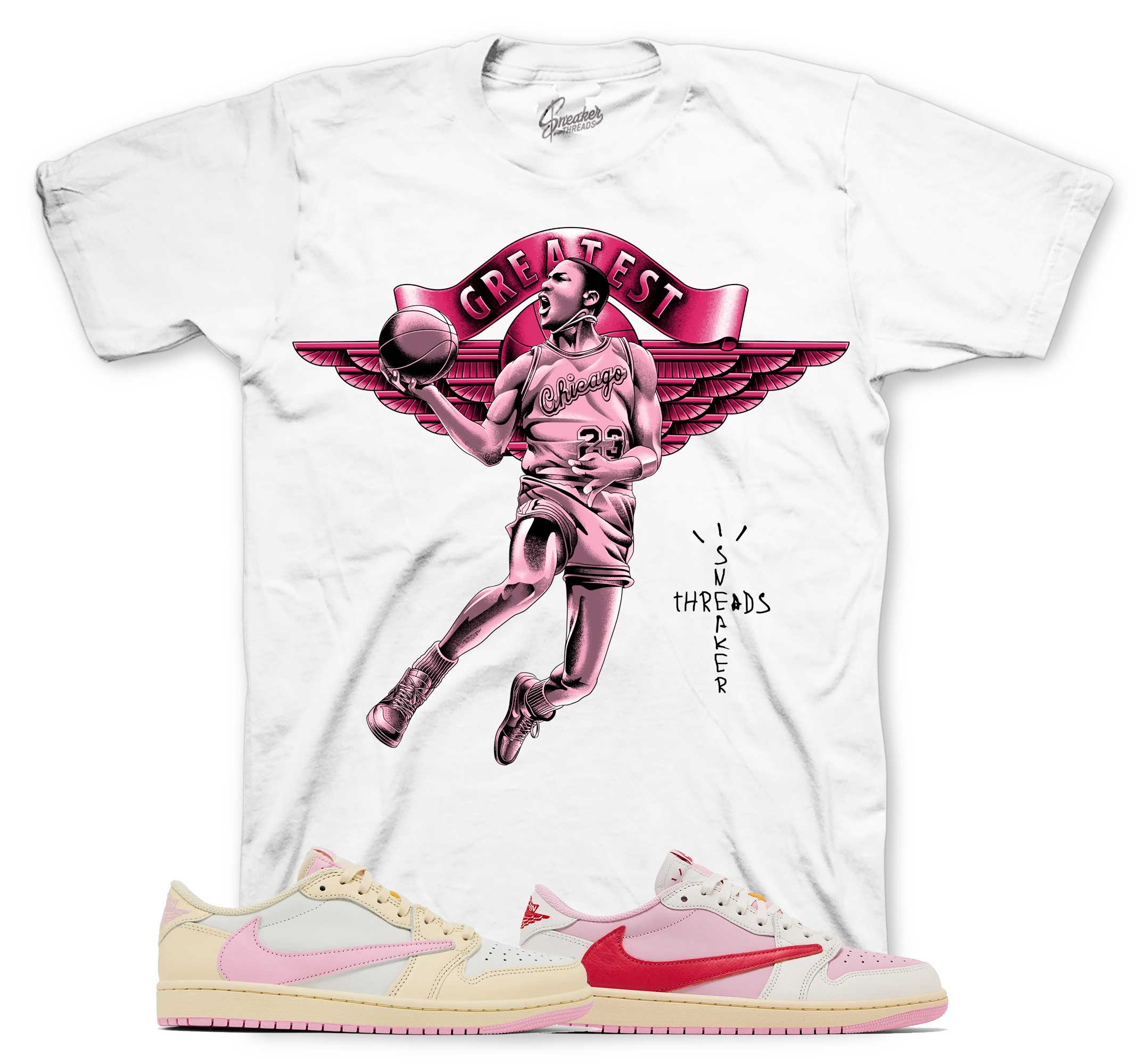 T-Shirt To Match Retro 1 travis scott Tropical Pink Sneakers