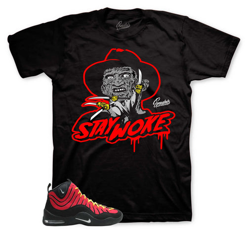 Stay Woke Graphic T-Shirt | Air Bakin Varsity Red