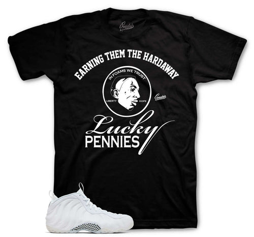 Foamposite Triple White Lucky Pennies Shirt