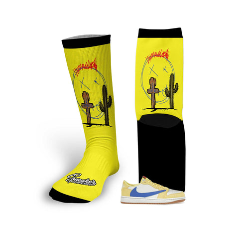 Retro 1 Canary Yellow ST Cactus Socks