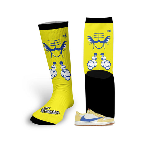 Retro 1 Canary Yellow Raging Face Socks