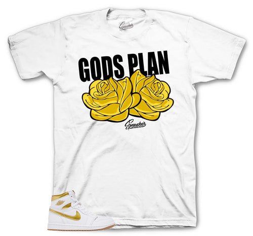 Retro 1 White Metallic Gold Gods Plan Shirt