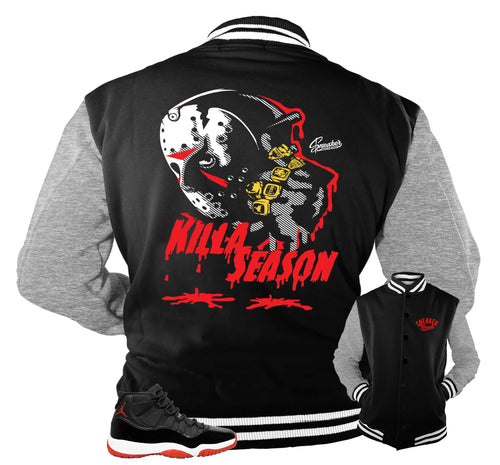 Retro 11 Bred Killa Season Varsity Jacket