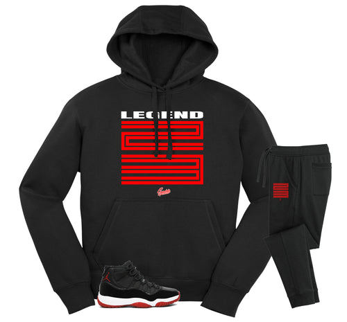 Retro 11 Bred Crest Hoodie Jogger Set