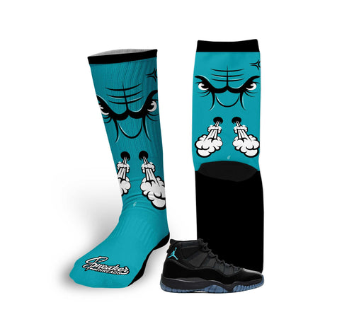 Retro 11 Gamma Blue Raging Face Socks