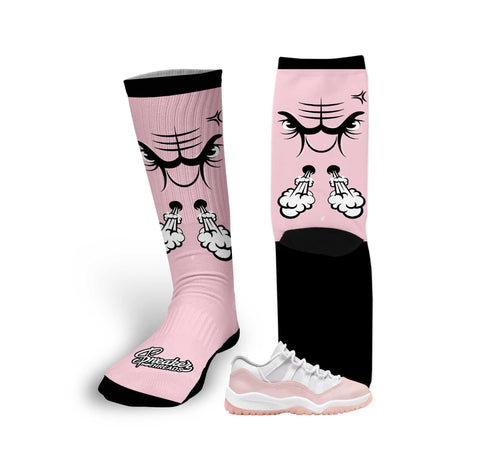 Retro 11 Legend Pink Raging Face Socks