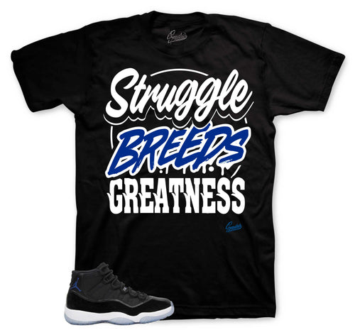 Struggle Breeds Graphic T-Shirt | Jordan 11 Varsity Royal Space Jams