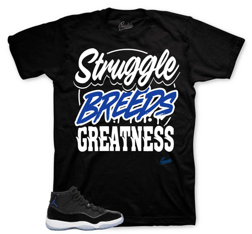 Struggle Breeds Graphic T-Shirt | Jordan 11 Varsity Royal Space Jams