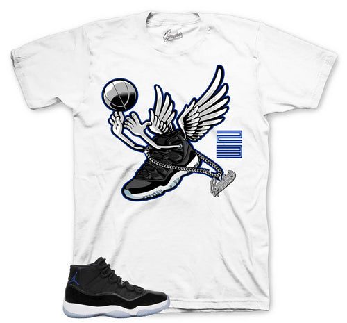 Fly Kicks Graphic T-Shirt | Jordan 11 Varsity Royal Space Jams