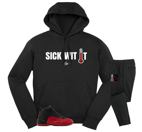 Retro 12 Flu Game Crest Hoodie Jogger Set