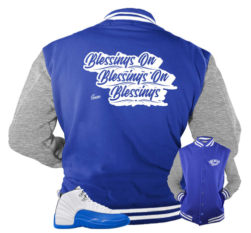 Retro 12 Blueberry Blessings Varsity Jacket