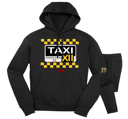 Retro 12 Taxi Service Hoodie Jogger Set