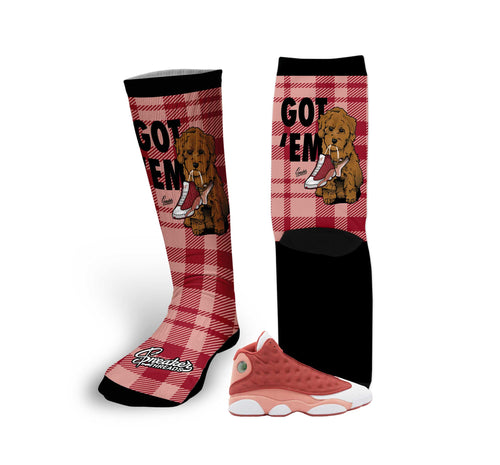 Retro 13 Dune Red Got Em Socks