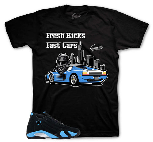 Retro 14 University Blue Fast Cars Shirt