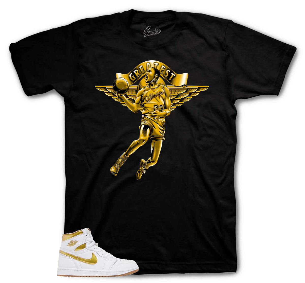 Jordan Retro 1 metallic gold Tees & sneaker outfits  display picture 1