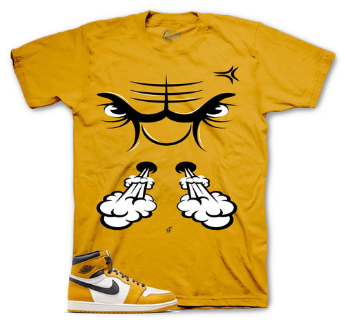 Retro 1 Yellow Ochre Raging Face Shirt