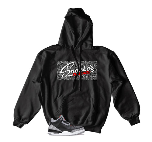 Retro 3 Black Cement Sneaker Threads Hoodie
