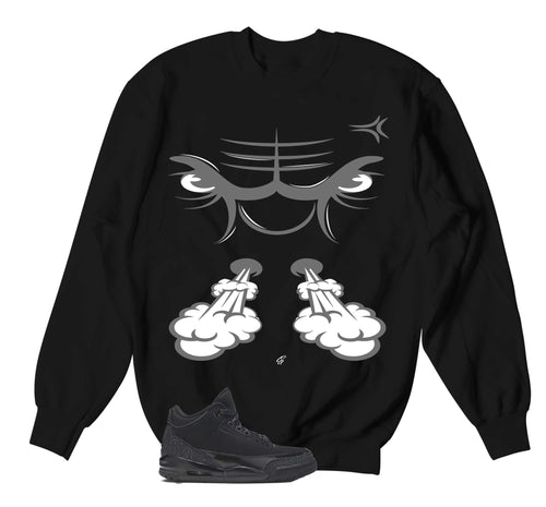 Retro 3 Black Cat Raging Face Sweater