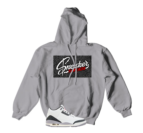 Retro 3 Cement Gray Sneaker Therads Box Hoody