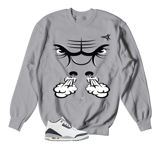 Retro 3 Cement Gray Raging Face Sweater