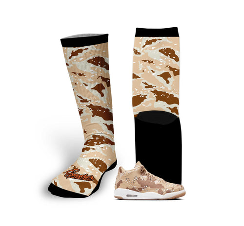 Retro 3 Desert Camo All Over Socks