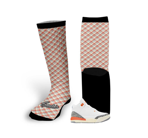Retro 3 Georgia Peach Plaid Socks