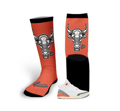 Retro 3 Georgia Peach War Bully Socks