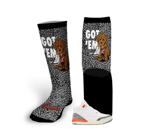 Retro 3 Georgia Peach Got Em Socks
