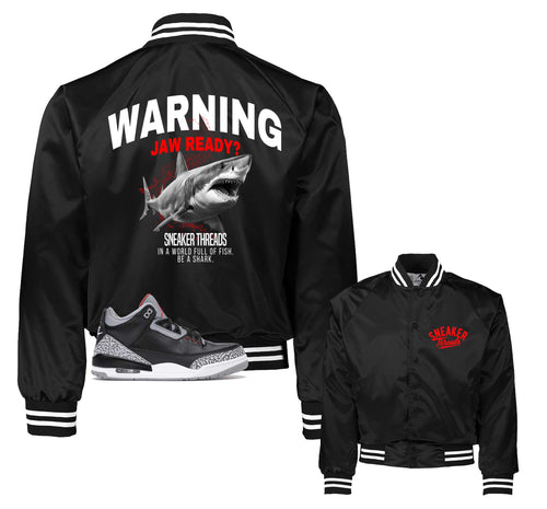 Retro 3 Black Cement Warning Satin Jacket