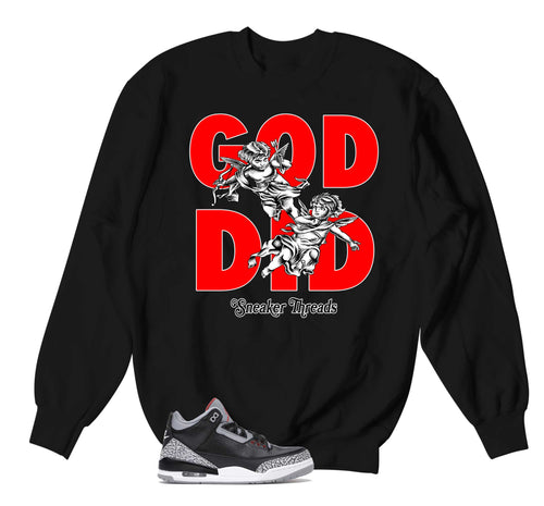 Retro 3 Black Cement God Did Sweater