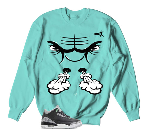 Retro 3 Green Glow Raging Face Sweater