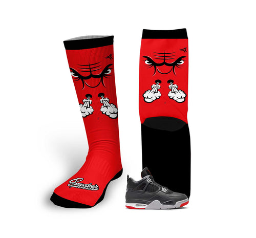 Retro 4 Bred Raging Face Socks