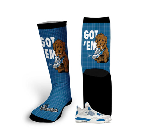 Retro 4 Industrial Blue Got Em Socks