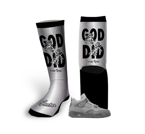 Retro 4 Wet Cement God Did Socks