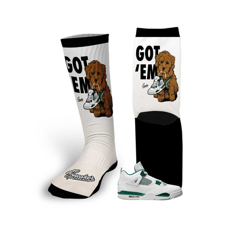 Retro 4 Oxidized Green Got Em Socks