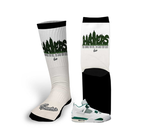 Retro 4 Oxidized Green Haters Socks
