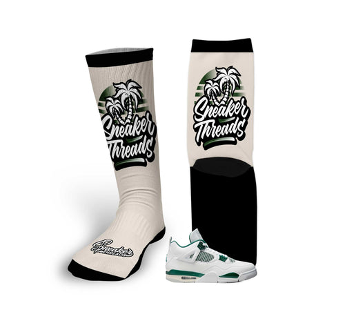 Retro 4 Oxidized Green ST Palms Socks