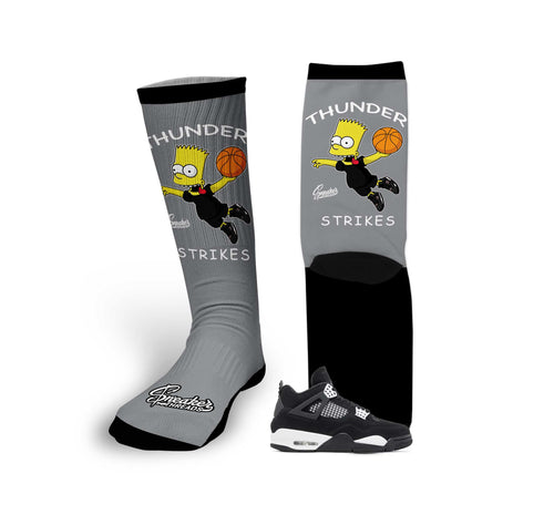 Retro 4 White Thunder Thunder Strikes Socks
