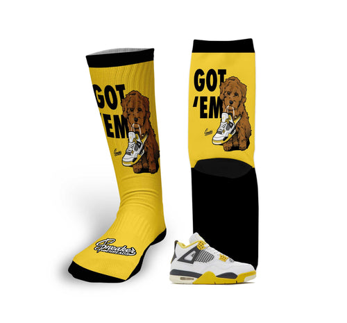 Retro 4 Vivid Sulfur Got Em Socks