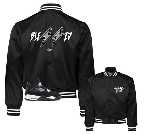 Retro 4 White Thunder Blessed Satin Jacket