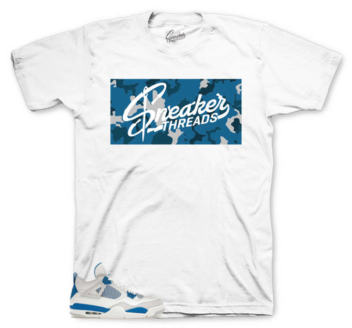 Retro 4 Industrial Blue Sneaker Threads Camo Box Shirt