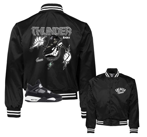 Retro 4 White Thunder Fly kicks Satin Jacket
