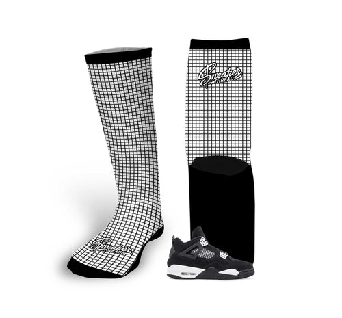 Retro 4 White Thunder Nets Socks