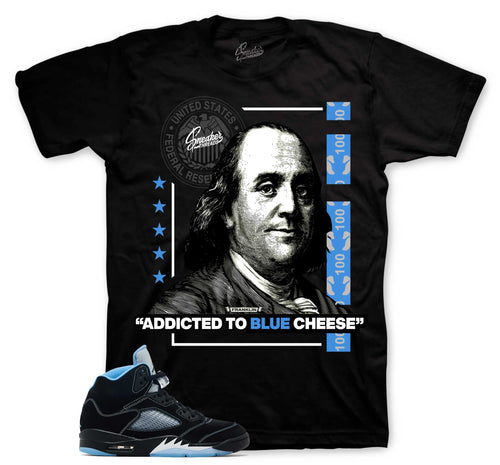 Retro 5 Black Carolina Blue Cheese Shirt