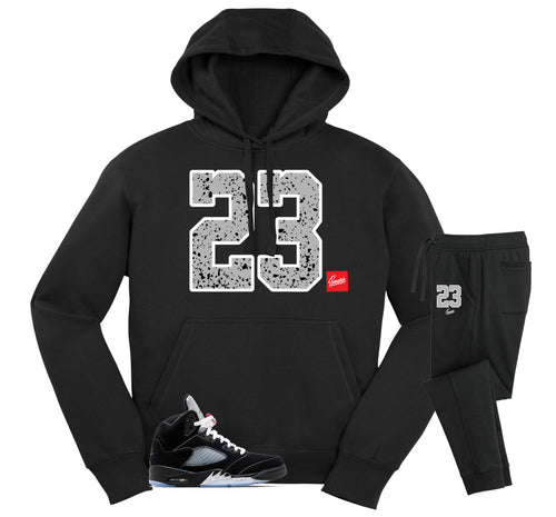 Retro 5 Black Metallic Two Three Hoodie Jogger Set