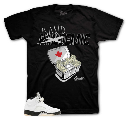 Retro 5 White Black Bandemic Shirt