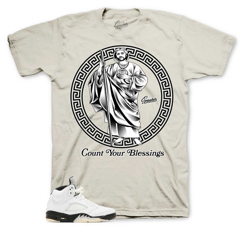 Retro 5 White Black San Judas Shirt
