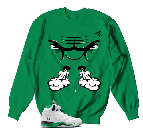 Retro 5 Lucky Green Raging Face Sweaters