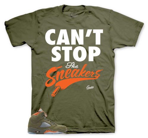 Retro 5 Olive Can't Stop Sneakers Shirt